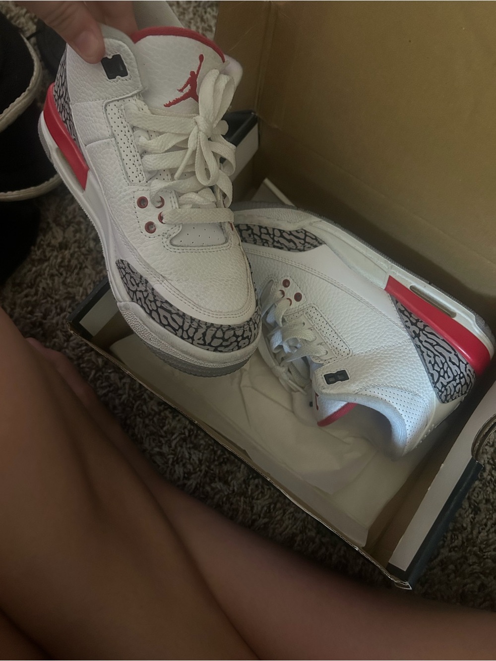 Jordan Kids White/Red Retro Elephant Print Sneakers